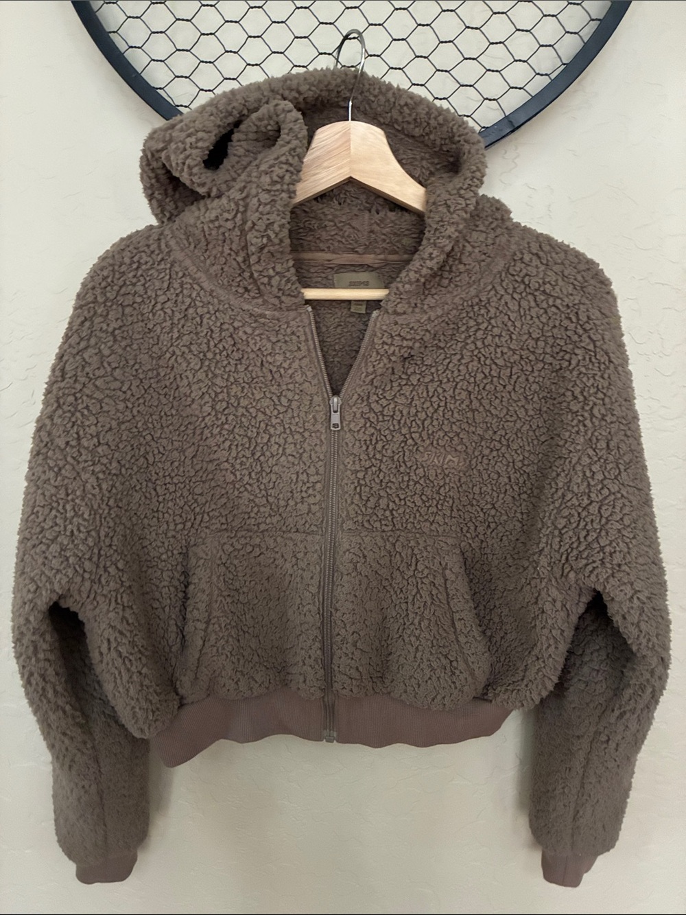 SKIMS Brown Sherpa Zip Hoodie
